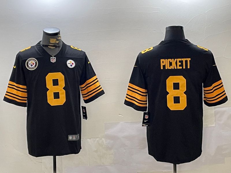Men Pittsburgh Steelers #8 Pickett Black 2024 Nike Limited NFL Jersey style 2->pittsburgh steelers->NFL Jersey